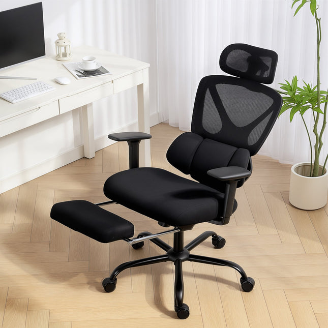 Ergonomická kancelářská židle se síťovinou, bederní opěrkou a nastavitelnou opěrkou hlavy