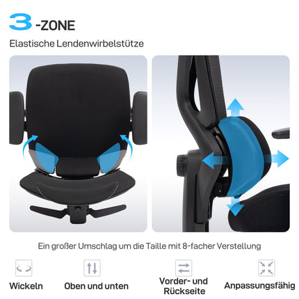 Ergonomická kancelářská židle se síťovinou, bederní opěrkou a nastavitelnou opěrkou hlavy