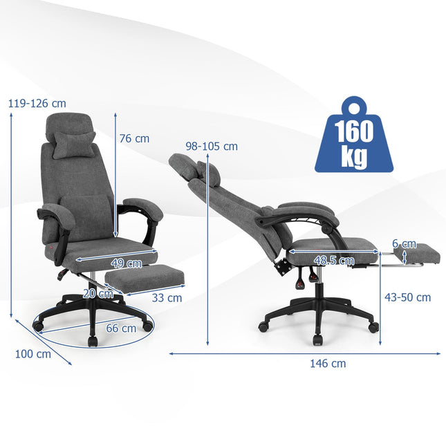 Ergonomická kancelářská židle s polohovacím opěradlem a podnožkou