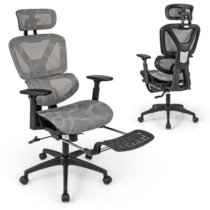 Ergonomická kancelářská židle s výsuvnou podnožkou a nastavitelnou opěrkou hlavy, počítačová židle