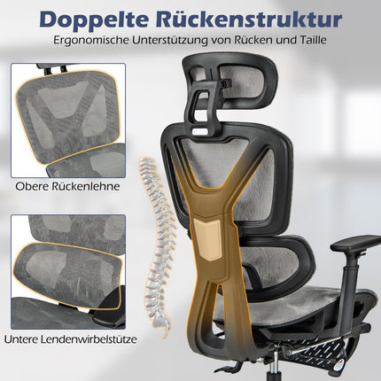 Ergonomická kancelářská židle s výsuvnou podnožkou a nastavitelnou opěrkou hlavy, počítačová židle