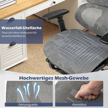 Ergonomická kancelářská židle s výsuvnou podnožkou a nastavitelnou opěrkou hlavy, počítačová židle