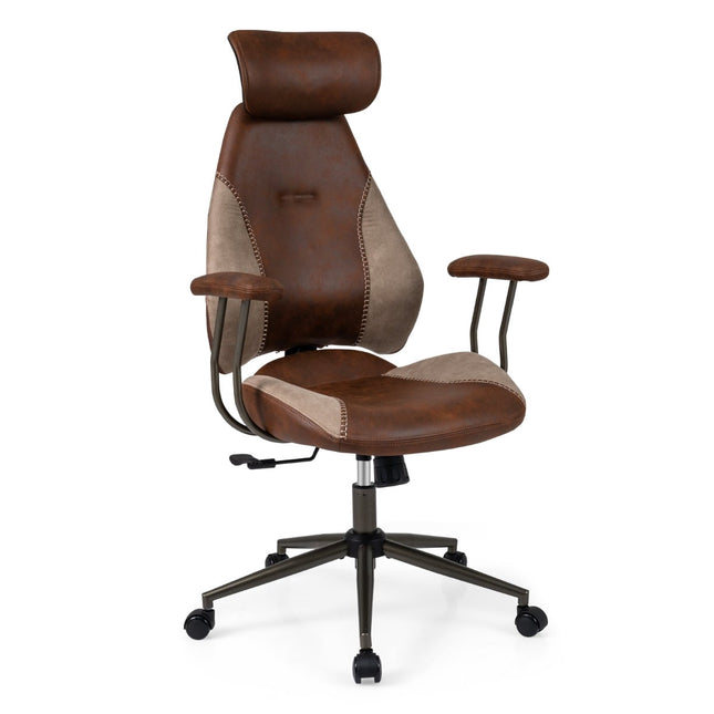 Ergonomická kancelářská židle se semišovou látkou, nastavitelná opěrka hlavy