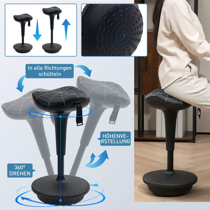 Ergonomická stolička na stání s nastavitelnou výškou, černá