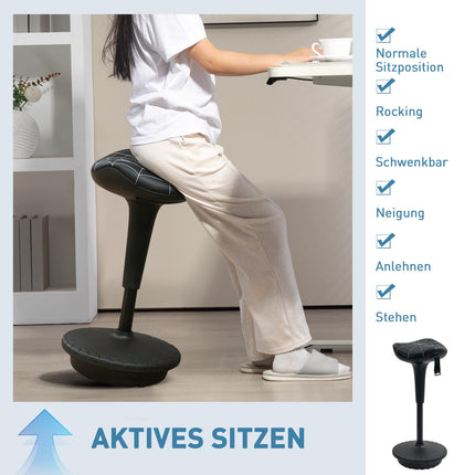 Ergonomická stolička na stání s nastavitelnou výškou, černá