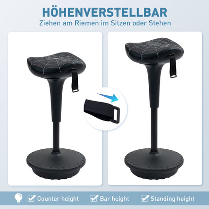 Ergonomická stolička na stání s nastavitelnou výškou, černá