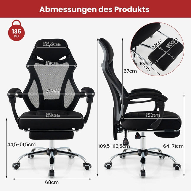 Ergonomická síťovaná kancelářská židle s podnožkou a výškově nastavitelným sklopným opěradlem, manažerské křeslo