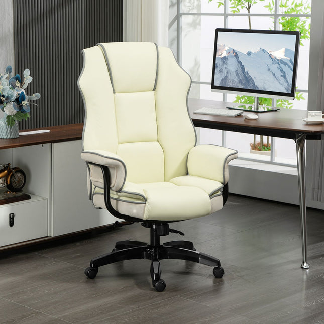 Ergonomická kancelářská židle, nastavitelné naklápění, krémová