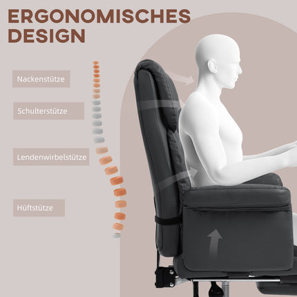 Ergonomická kancelářská židle, výškově nastavitelná 48-56 cm, polohovací opěradlo, podnožka, černá