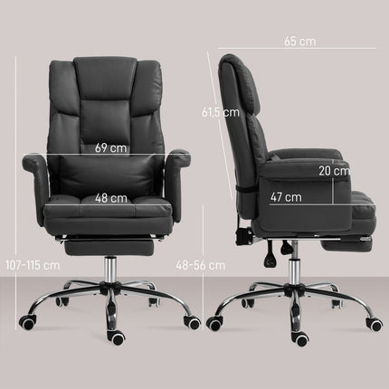 Ergonomická kancelářská židle, výškově nastavitelná 48-56 cm, polohovací opěradlo, podnožka, černá