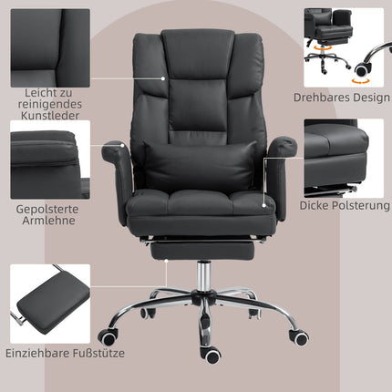 Ergonomická kancelářská židle, výškově nastavitelná 48-56 cm, polohovací opěradlo, podnožka, černá