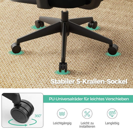 Ergonomická kancelářská židle s bederní opěrkou ve tvaru N, otočná židle k psacímu stolu, černá