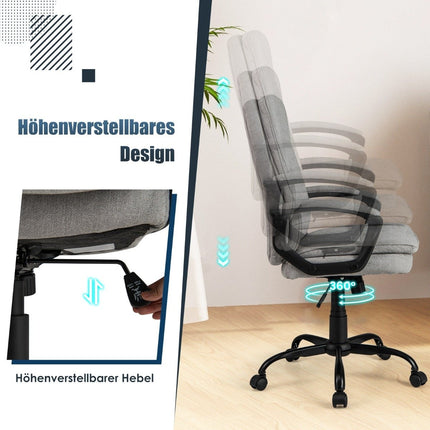 Ergonomická kancelářská židle s područkami a kolečky, výškově nastavitelná otočná počítačová židle