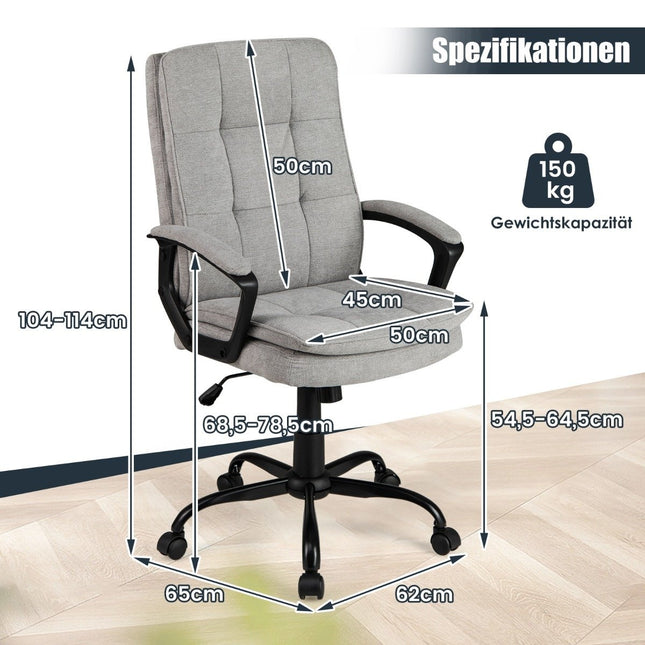 Ergonomická kancelářská židle s područkami a kolečky, výškově nastavitelná otočná počítačová židle