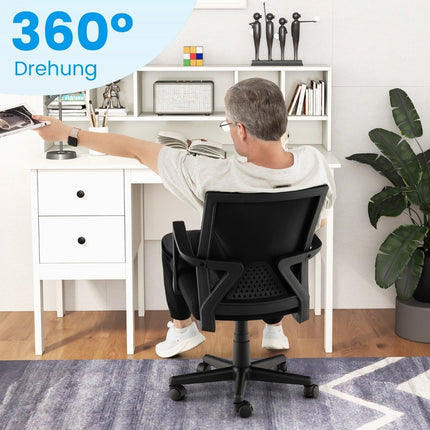 Ergonomická kancelářská židle s bederní opěrkou a houpací funkcí, židle k psacímu stolu, černá