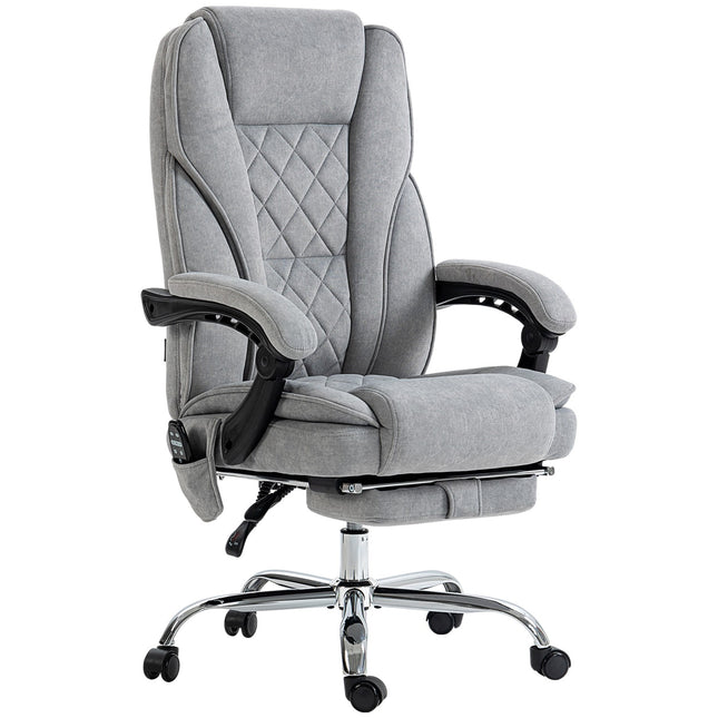 Ergonomická kancelářská židle s masážní funkcí, podnožkou, otočná, pojízdná, šedá