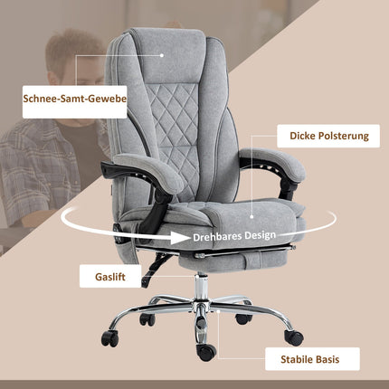 Ergonomická kancelářská židle s masážní funkcí, podnožkou, otočná, pojízdná, šedá