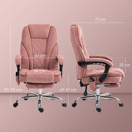 Ergonomická kancelářská židle s masážní funkcí, podnožkou, otočná, pojízdná, růžová