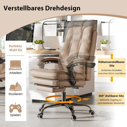 Ergonomická kancelářská židle s výsuvnou podnožkou, manažerská židle k psacímu stolu, kávová