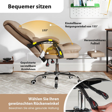 Ergonomická kancelářská židle s výsuvnou podnožkou, manažerská židle k psacímu stolu, kávová