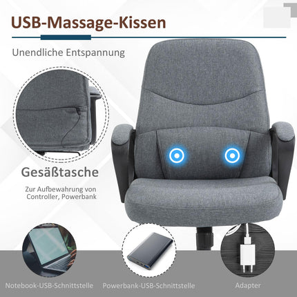 Ergonomická kancelářská židle s masážní funkcí přes USB