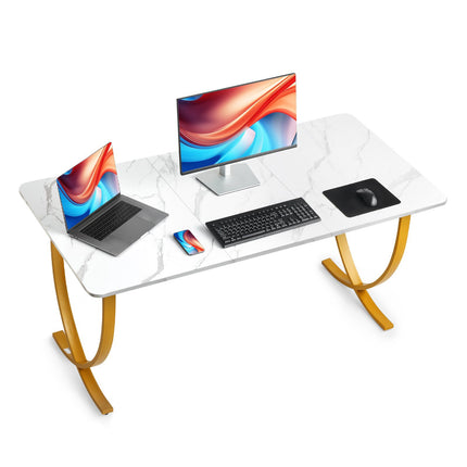 Executive Desk 160 x 80 cm, White and Gold