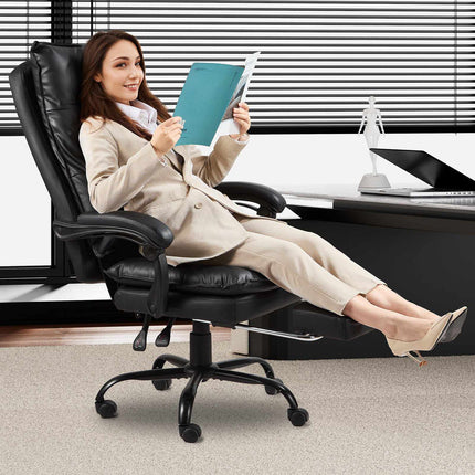 Executive Office Chair, High Back, Footrest, 135 Recline