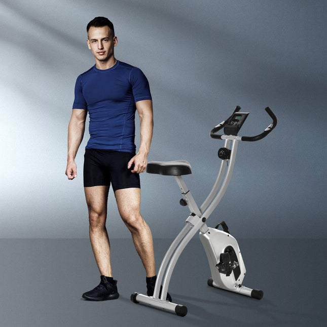 Folding exercise bike with 8-level magnetic resistance