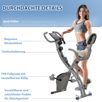 Exercise bike - adjustable resistance, compact design
