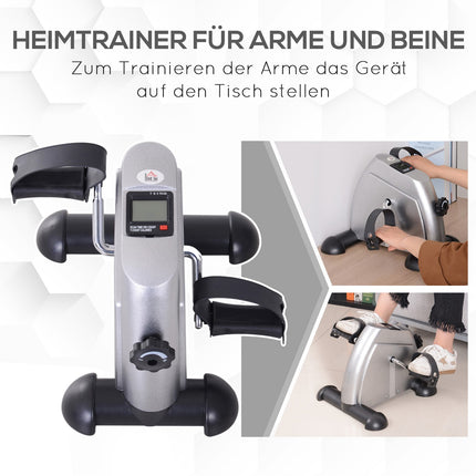 Mini exercise bike with LCD Display, Silver, 35x40x31 cm