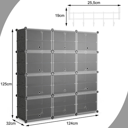 Rozšiřitelný botník s 12 boxy a bočními háčky