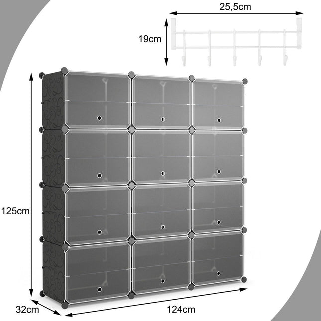 Rozšiřitelný botník s 12 boxy a bočními háčky