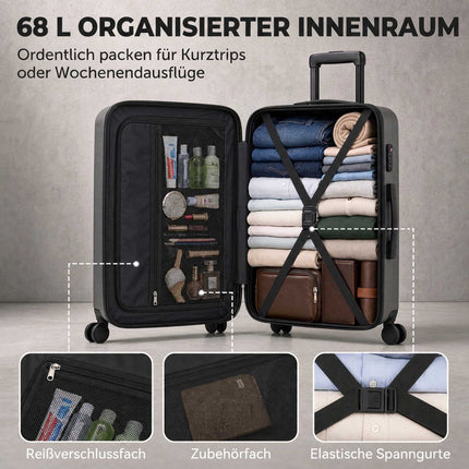 Expandable 66cm ABS Spinner Suitcase with TSA Lock, Dark Grey