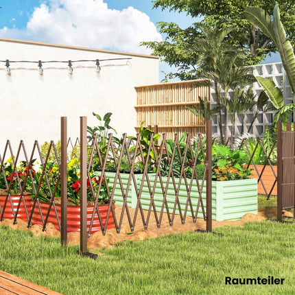 Expandable Garden Fence, Aluminum-Iron, Brown, 31-250cm