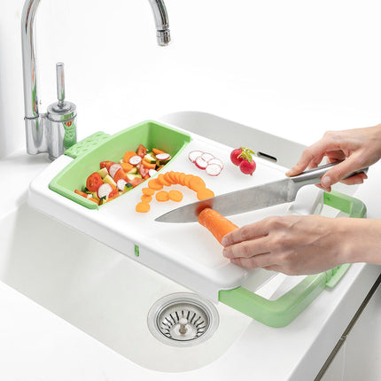 Rozkládací krájecí prkénko 3v1 s podnosem, nádobou a odkapávačem PractiCut InnovaGoods