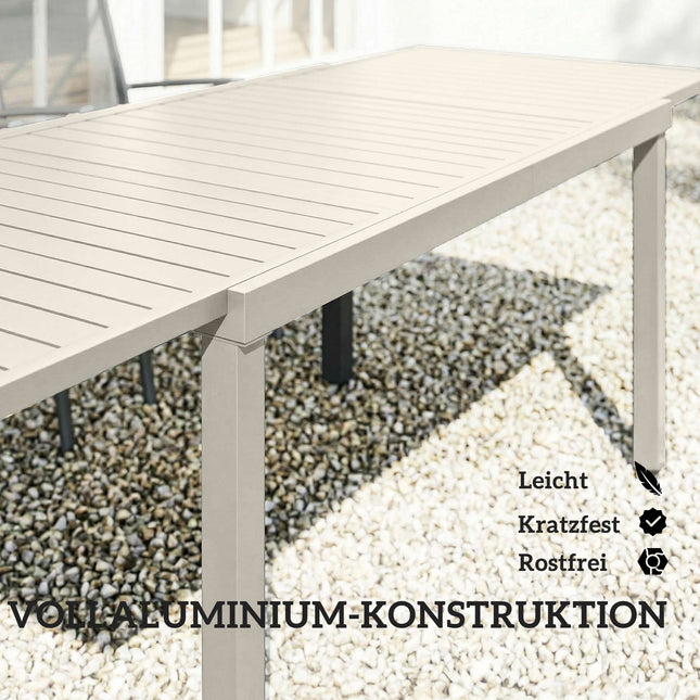 Extendable Aluminum Garden Dining Table for 6-8 People