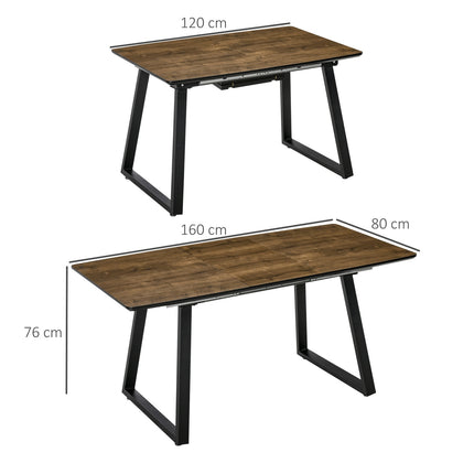 Rozkládací jídelní stůl, vzhled dřeva, rozsah 120-160 cm