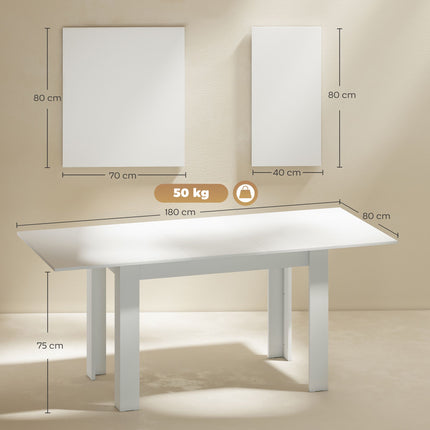 Rozkládací jídelní stůl, 140-180 x 80 cm, bílý