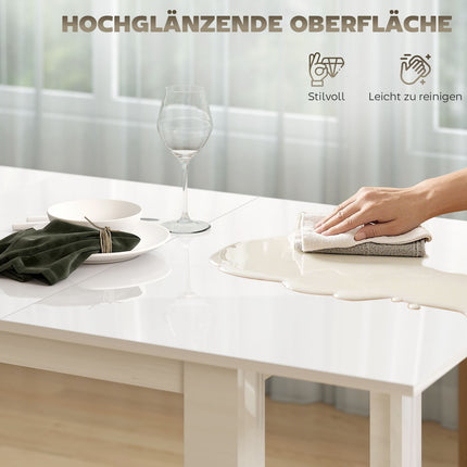 Rozkládací jídelní stůl, vysoký lesk, pro 4-6 osob, MDF