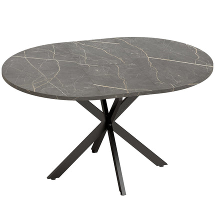 Extendable Dining Table, Industrial Style, Black MDF
