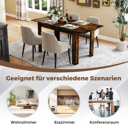 Ausziehbarer Esstisch, für 4-6 Personen, Rustikales Braun, 110 kg Tragkraft