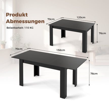 Rozkládací jídelní stůl pro 4-6 osob, 120-158 cm, nosnost 110 kg