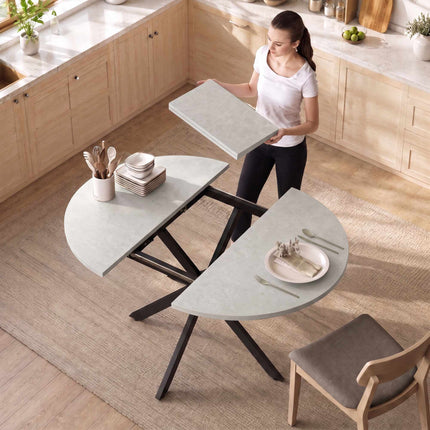 Extendable Dining Table for 4–6, Gray Industrial Style