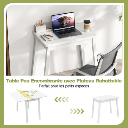 Uitschuifbare, opklapbare eettafel met opbergruimte, 4 zitplaatsen, wit