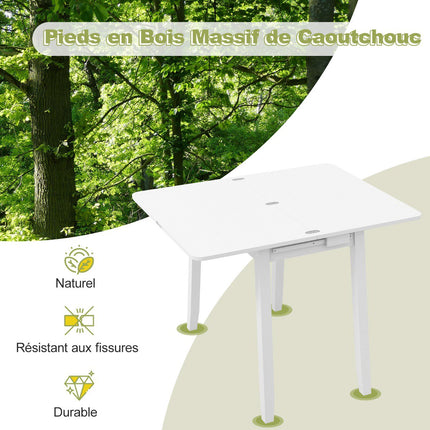 Uitschuifbare, opklapbare eettafel met opbergruimte, 4 zitplaatsen, wit