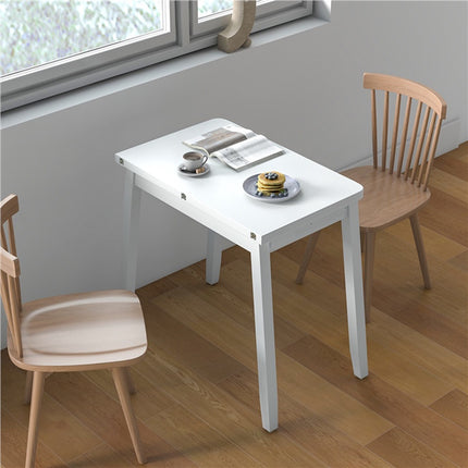 Uitschuifbare, opklapbare eettafel met opbergruimte, 4 zitplaatsen, wit