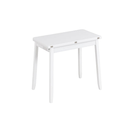 Uitschuifbare, opklapbare eettafel met opbergruimte, 4 zitplaatsen, wit