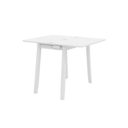 Uitschuifbare, opklapbare eettafel met opbergruimte, 4 zitplaatsen, wit