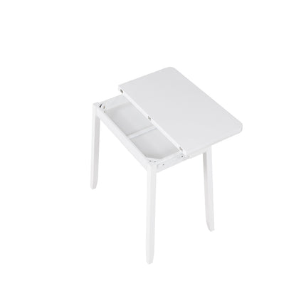 Uitschuifbare, opklapbare eettafel met opbergruimte, 4 zitplaatsen, wit