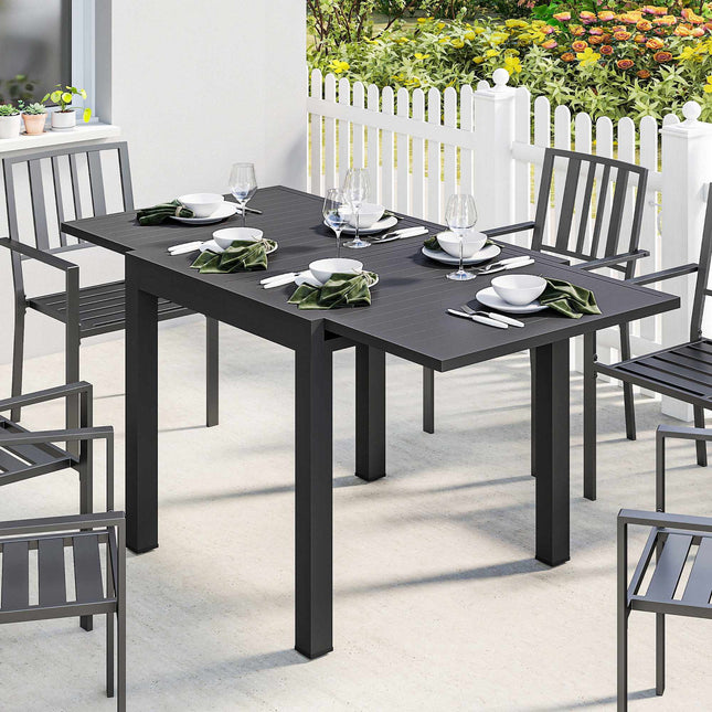 Extendable Patio Table, Aluminum, 80-160 cm, Seats 6